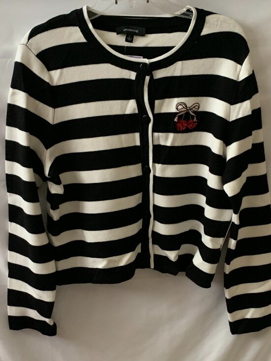 Calligraphie Sweaters - CALLIGRAPHIE BY ANTHROPOLOGIE Striped Cherry Cardigan Sweater Sz LARGE